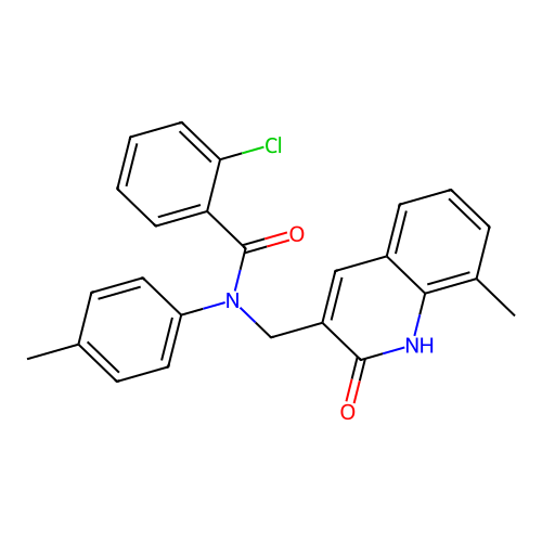 2-chloro-N-((2-hydroxy-8-methylquinolin-3-yl)methyl)-N-(p-tolyl)benzamide structure