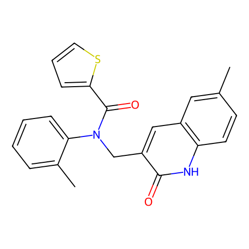 N-((2-hydroxy-6-methylquinolin-3-yl)methyl)-N-(o-tolyl)thiophene-2-carboxamide structure