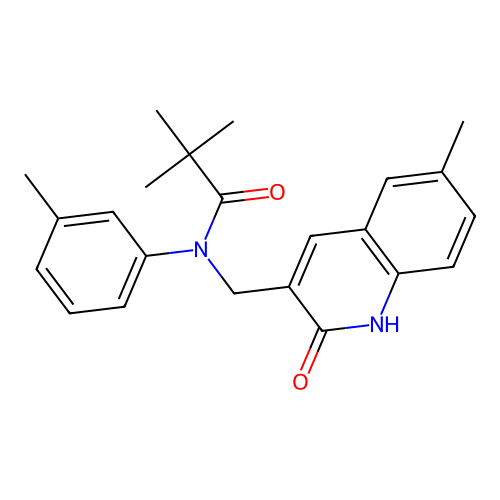 N-((2-hydroxy-6-methylquinolin-3-yl)methyl)-N-(m-tolyl)pivalamide structure