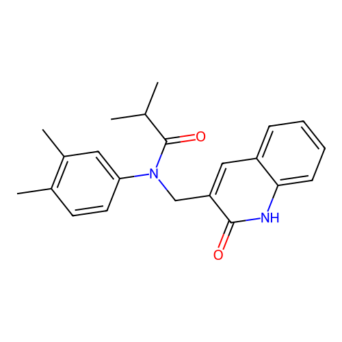 N-(3,4-dimethylphenyl)-2-methyl-N-[(2-oxo-1H-quinolin-3-yl)methyl]propanamide structure