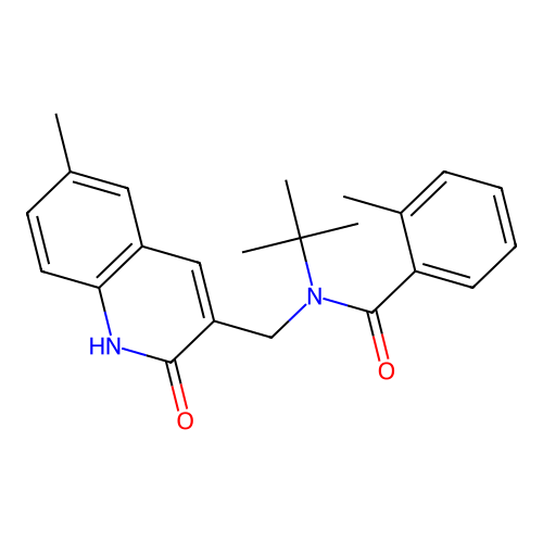 N-tert-butyl-2-methyl-N-[(6-methyl-2-oxo-1H-quinolin-3-yl)methyl]benzamide structure
