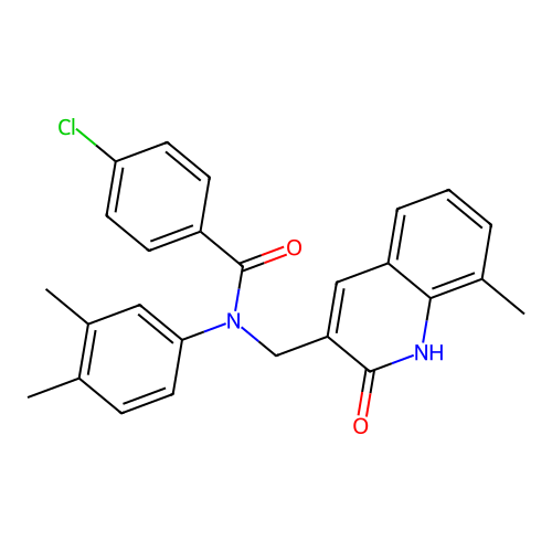 4-chloro-N-(3,4-dimethylphenyl)-N-((2-hydroxy-8-methylquinolin-3-yl)methyl)benzamide structure