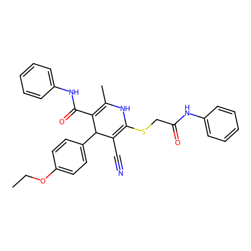 5-cyano-4-(4-ethoxyphenyl)-2-methyl-6-((2-oxo-2-(phenylamino)ethyl)thio)-N-phenyl-1,4-dihydropyridine-3-carboxamide structure