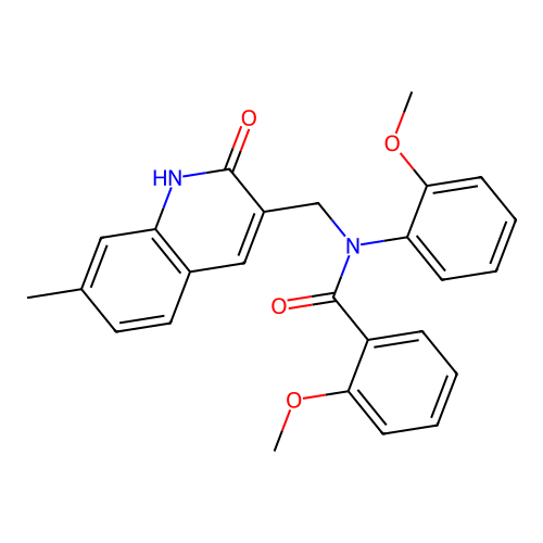 2-methoxy-N-(2-methoxyphenyl)-N-[(7-methyl-2-oxo-1H-quinolin-3-yl)methyl]benzamide structure