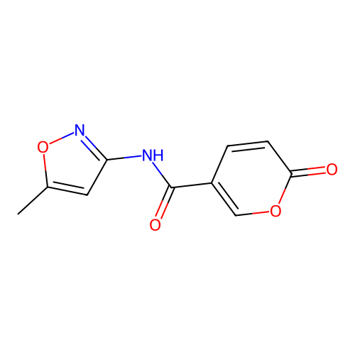 N-(5-methyl-1,2-oxazol-3-yl)-2-oxo-2H-pyran-5-carboxamide structure