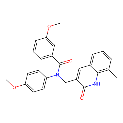 3-methoxy-N-(4-methoxyphenyl)-N-[(8-methyl-2-oxo-1H-quinolin-3-yl)methyl]benzamide structure