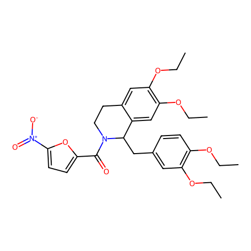 (1-(3,4-diethoxybenzyl)-6,7-diethoxy-3,4-dihydroisoquinolin-2(1H)-yl)(5-nitrofuran-2-yl)methanone structure