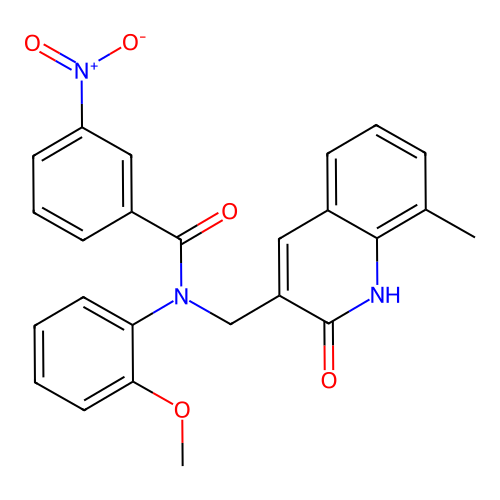 N-((2-hydroxy-8-methylquinolin-3-yl)methyl)-N-(2-methoxyphenyl)-3-nitrobenzamide structure