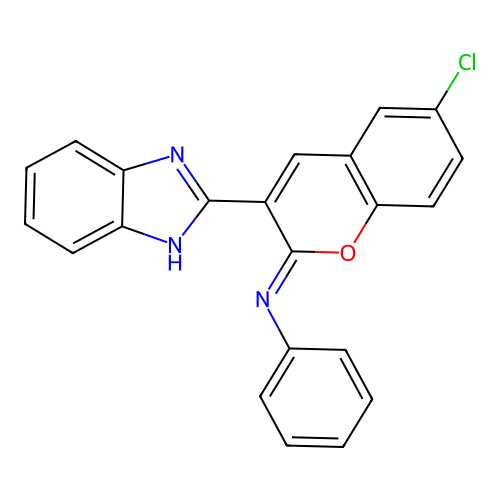 N-[(2Z)-3-(1H-benzimidazol-2-yl)-6-chloro-2H-chromen-2-ylidene]aniline structure