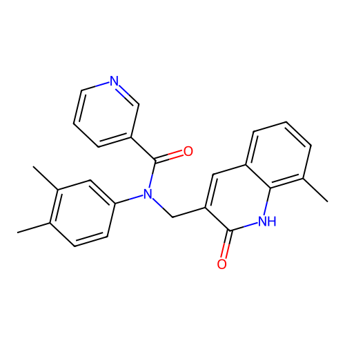 N-(3,4-dimethylphenyl)-N-((2-hydroxy-8-methylquinolin-3-yl)methyl)nicotinamide structure