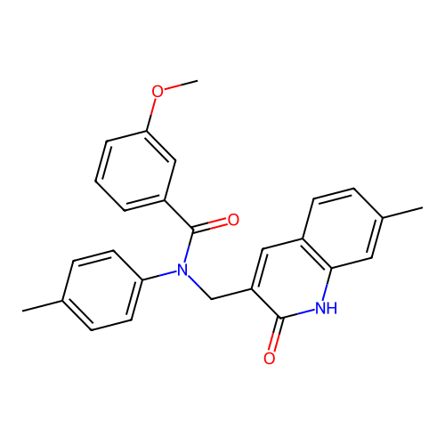 3-methoxy-N-[(7-methyl-2-oxo-1,2-dihydroquinolin-3-yl)methyl]-N-(4-methylphenyl)benzamide structure