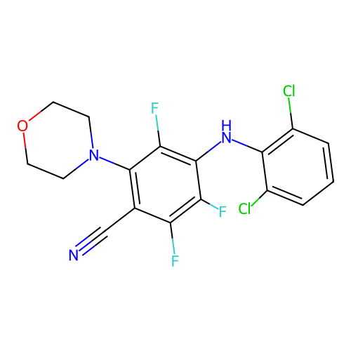 4-[(2,6-Dichlorophenyl)amino]-2,3,5-trifluoro-6-(morpholin-4-yl)benzonitrile structure