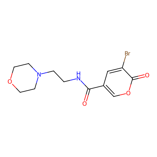 3-bromo-N-(2-morpholinoethyl)-2-oxo-2H-pyran-5-carboxamide structure