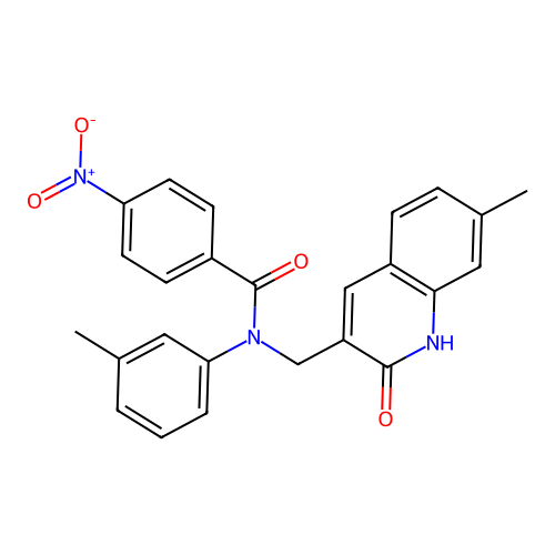 N-[(7-methyl-2-oxo-1H-quinolin-3-yl)methyl]-N-(3-methylphenyl)-4-nitrobenzamide structure