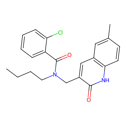 N-butyl-2-chloro-N-((2-hydroxy-6-methylquinolin-3-yl)methyl)benzamide structure