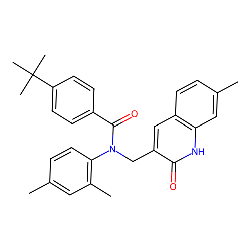 4-(tert-butyl)-N-(2,4-dimethylphenyl)-N-((2-hydroxy-7-methylquinolin-3-yl)methyl)benzamide structure
