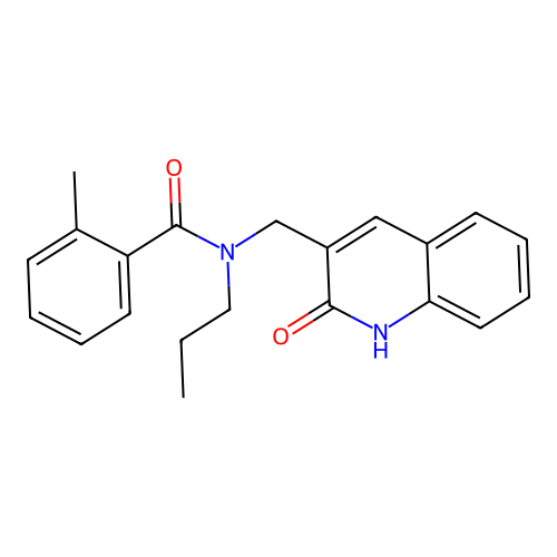 2-methyl-N-[(2-oxo-1,2-dihydroquinolin-3-yl)methyl]-N-propylbenzamide structure