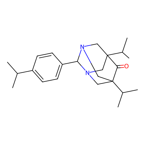 (1R,5R)-5,7-diisopropyl-2-(4-isopropylphenyl)-1,3-diazaadamantan-6-one structure