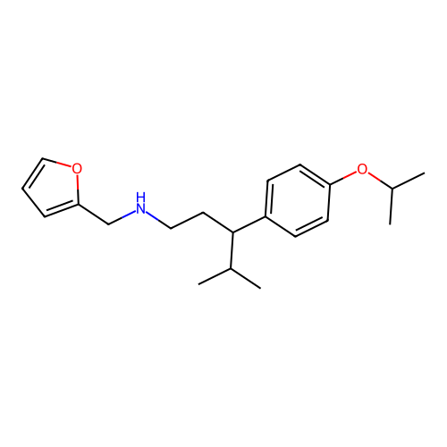N-(furan-2-ylmethyl)-3-(4-isopropoxyphenyl)-4-methylpentan-1-amine structure