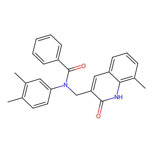 N-(3,4-dimethylphenyl)-N-((2-hydroxy-8-methylquinolin-3-yl)methyl)benzamide structure