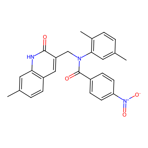 N-(2,5-dimethylphenyl)-N-((2-hydroxy-7-methylquinolin-3-yl)methyl)-4-nitrobenzamide structure