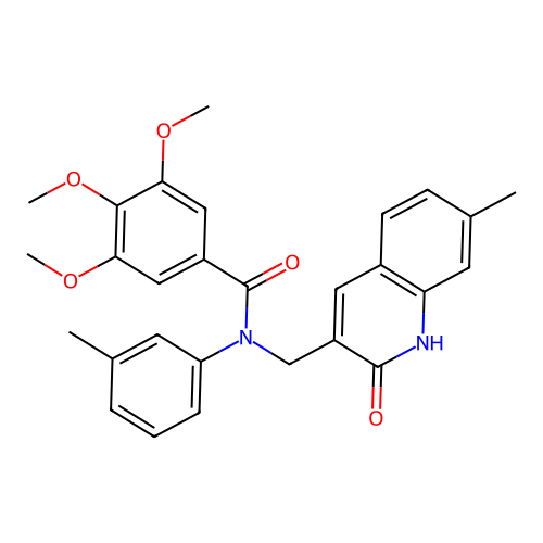 3,4,5-trimethoxy-N-[(7-methyl-2-oxo-1H-quinolin-3-yl)methyl]-N-(3-methylphenyl)benzamide structure