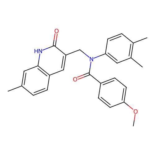 N-(3,4-dimethylphenyl)-4-methoxy-N-[(7-methyl-2-oxo-1H-quinolin-3-yl)methyl]benzamide structure