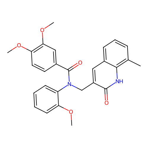 3,4-dimethoxy-N-(2-methoxyphenyl)-N-[(8-methyl-2-oxo-1H-quinolin-3-yl)methyl]benzamide structure