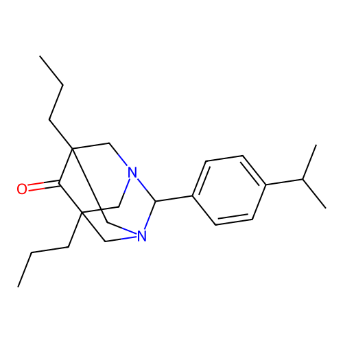 (1R,5R)-2-(4-isopropylphenyl)-5,7-dipropyl-1,3-diazaadamantan-6-one structure