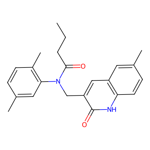 N-(2,5-dimethylphenyl)-N-[(6-methyl-2-oxo-1H-quinolin-3-yl)methyl]butanamide structure