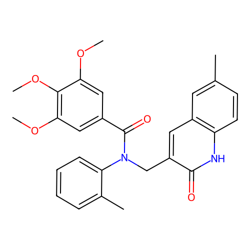 3,4,5-trimethoxy-N-[(6-methyl-2-oxo-1H-quinolin-3-yl)methyl]-N-(2-methylphenyl)benzamide structure