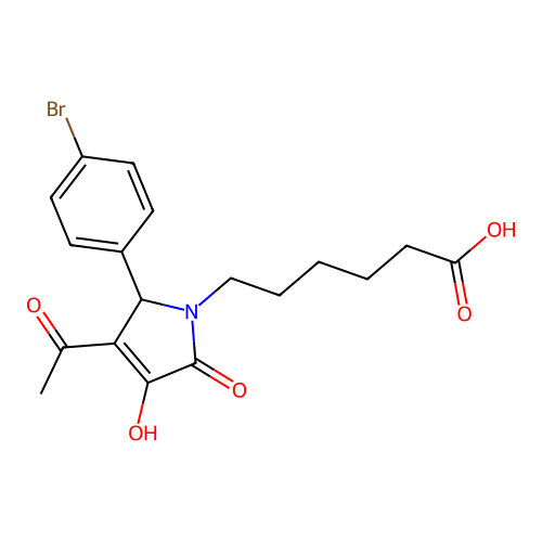 6-[3-acetyl-2-(4-bromophenyl)-4-hydroxy-5-oxo-2H-pyrrol-1-yl]hexanoic Acid structure