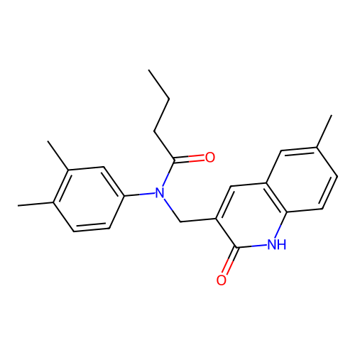 N-(3,4-dimethylphenyl)-N-[(6-methyl-2-oxo-1H-quinolin-3-yl)methyl]butanamide structure