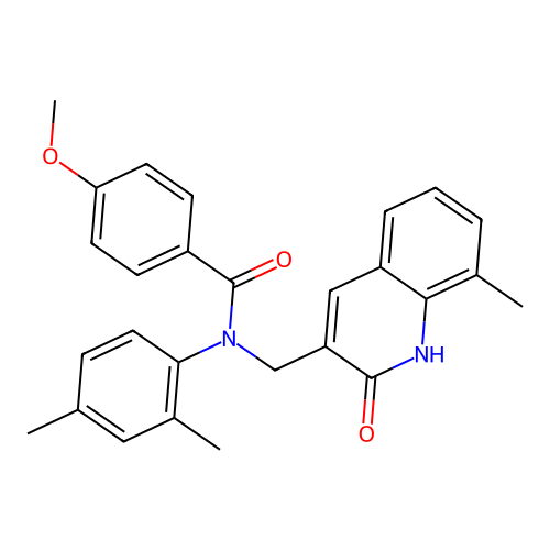 N-(2,4-dimethylphenyl)-4-methoxy-N-[(8-methyl-2-oxo-1H-quinolin-3-yl)methyl]benzamide structure