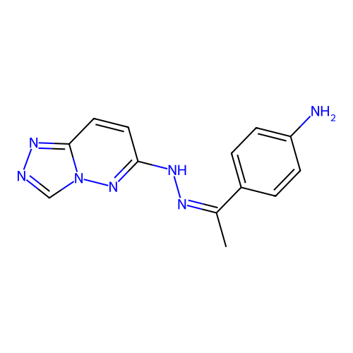 4-{(1Z)-1-[2-([1,2,4]triazolo[4,3-b]pyridazin-6-yl)hydrazinylidene]ethyl}aniline structure