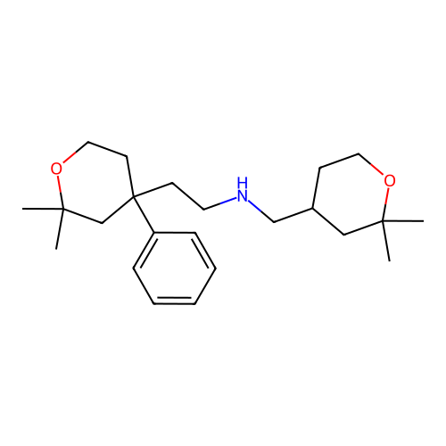N-[(2,2-dimethyloxan-4-yl)methyl]-2-(2,2-dimethyl-4-phenyl-oxan-4-yl)ethanamine structure