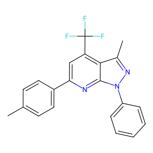 3-methyl-6-(4-methylphenyl)-1-phenyl-4-(trifluoromethyl)-1H-pyrazolo[3,4-b]pyridine structure