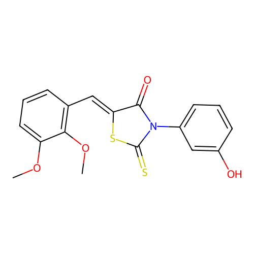 (Z)-5-(2,3-dimethoxybenzylidene)-3-(3-hydroxyphenyl)-2-thioxothiazolidin-4-one structure