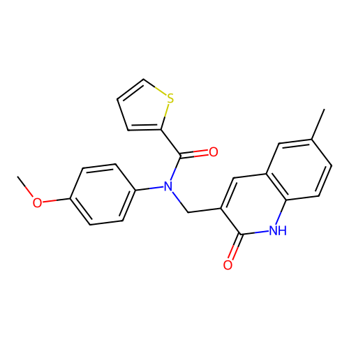 N-((2-hydroxy-6-methylquinolin-3-yl)methyl)-N-(4-methoxyphenyl)thiophene-2-carboxamide structure