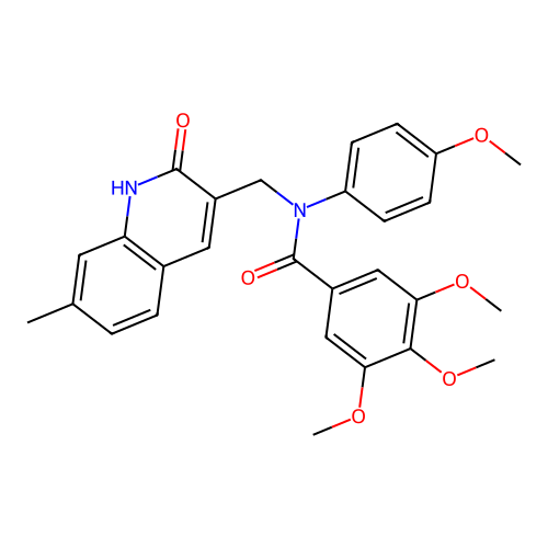 3,4,5-trimethoxy-N-(4-methoxyphenyl)-N-[(7-methyl-2-oxo-1H-quinolin-3-yl)methyl]benzamide structure