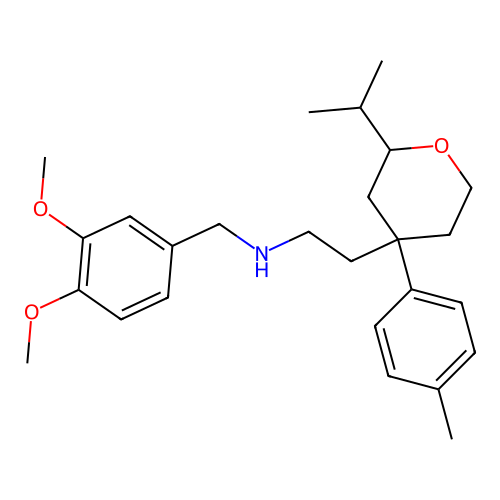 N-(3,4-dimethoxybenzyl)-2-(2-isopropyl-4-(p-tolyl)tetrahydro-2H-pyran-4-yl)ethanamine structure