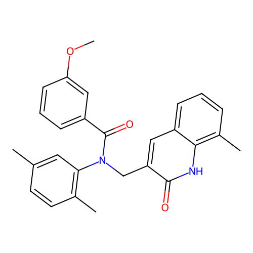 N-(2,5-dimethylphenyl)-3-methoxy-N-[(8-methyl-2-oxo-1H-quinolin-3-yl)methyl]benzamide structure