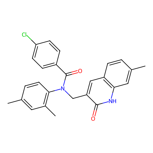 4-chloro-N-(2,4-dimethylphenyl)-N-((2-hydroxy-7-methylquinolin-3-yl)methyl)benzamide structure