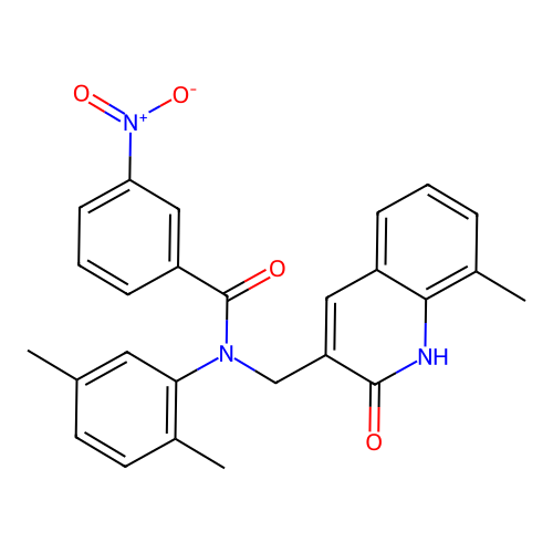 N-(2,5-dimethylphenyl)-N-((2-hydroxy-8-methylquinolin-3-yl)methyl)-3-nitrobenzamide structure