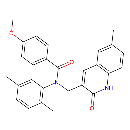 N-(2,5-dimethylphenyl)-4-methoxy-N-[(6-methyl-2-oxo-1H-quinolin-3-yl)methyl]benzamide structure