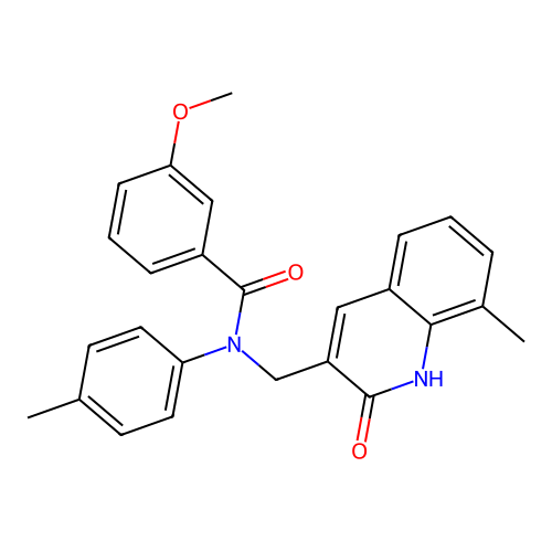 3-methoxy-N-[(8-methyl-2-oxo-1,2-dihydroquinolin-3-yl)methyl]-N-(4-methylphenyl)benzamide structure