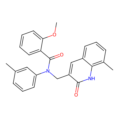 N-((2-hydroxy-8-methylquinolin-3-yl)methyl)-2-methoxy-N-(m-tolyl)benzamide structure