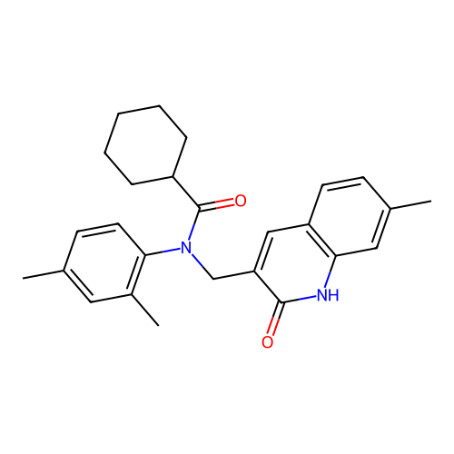 N-(2,4-dimethylphenyl)-N-((2-hydroxy-7-methylquinolin-3-yl)methyl)cyclohexanecarboxamide structure
