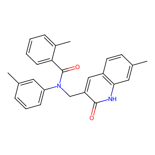 2-methyl-N-[(7-methyl-2-oxo-1H-quinolin-3-yl)methyl]-N-(3-methylphenyl)benzamide structure
