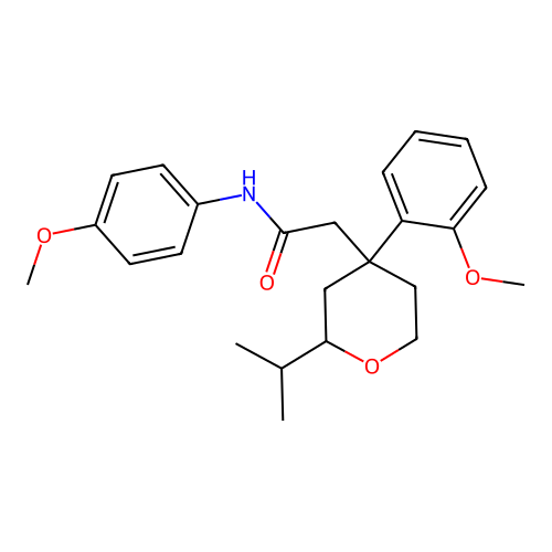 2-(2-isopropyl-4-(2-methoxyphenyl)tetrahydro-2H-pyran-4-yl)-N-(4-methoxyphenyl)acetamide structure